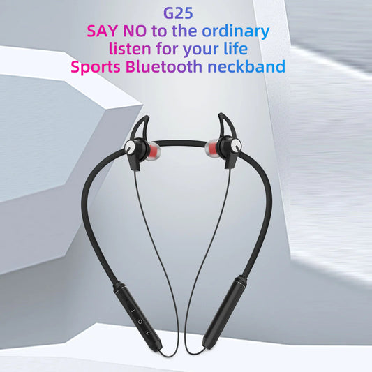 UV7 Bluetooth Neckband - 32 Hour Music Time, High Bass, Clear Sound, Noise Cancellation- Black