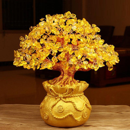 Citrine Money Tree Gemstone Ornament - Feng Shui for Prosperity